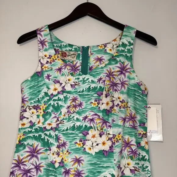 Hilo Hattie Hawaiian Dress Womens 8 Green Purple Floral Sundress Tropical NWT - Picture 2 of 14
